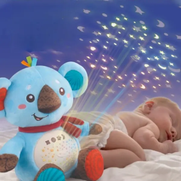 Jucărie cu Proiector Interactivă Koala, Muzică Liniștitoare, Lampă de Veghe Bebeluși, Sunete Calmante, 0+ Luni