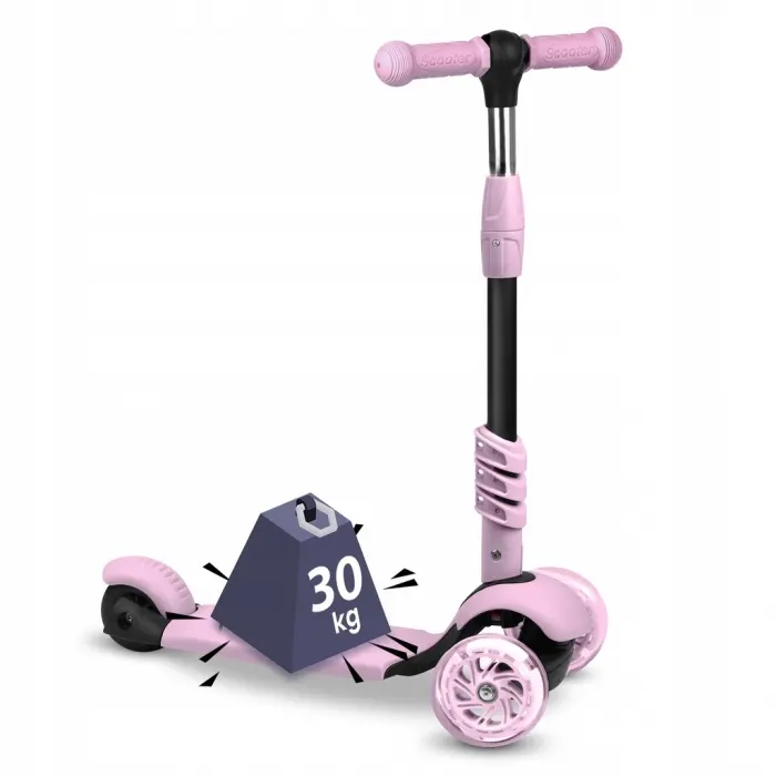 Trotineta Ricokids Cubi, 3 in 1, roti LED, roz KID611699 — imaginea 4