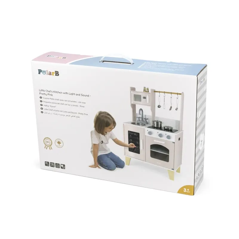 Bucatarie copii Viga, lemn, sunete si lumini, roz KID440823 — imaginea 3