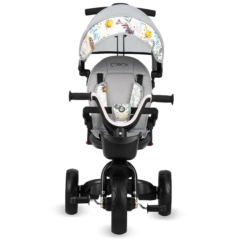 Tricicleta MoMi INVIDIA Love, 5 in 1, scaun rotativ, spatar reglabil, maner telescopic, pliabila, gri KID864000 — imaginea 4
