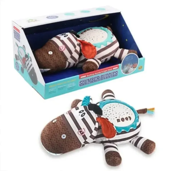 Jucărie cu Proiector Stele Zebra Pluș, 21 Melodii și Sunete Naturale – Ludiro Slumber Buddies, 6 Luni+