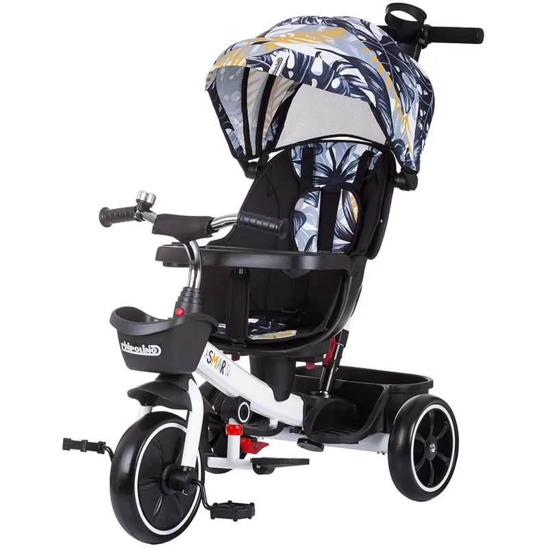 Tricicleta Chipolino Smart, scaun reversibil, maner parental, alb/negru KID050528