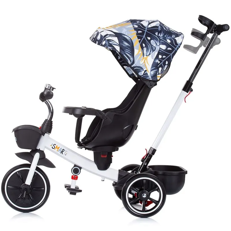 Tricicleta Chipolino Smart, scaun reversibil, maner parental, alb/negru KID050528 — imaginea 2