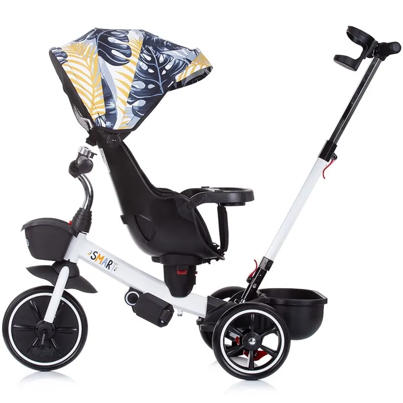 Tricicleta Chipolino Smart, scaun reversibil, maner parental, alb/negru KID050528 — imaginea 3