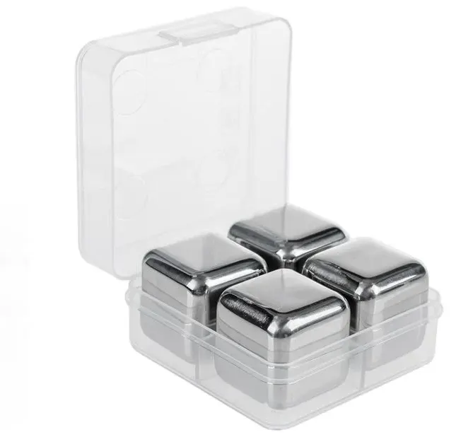 Set cuburi de gheata reutilizabile din otel inoxidabil, 4 buc set