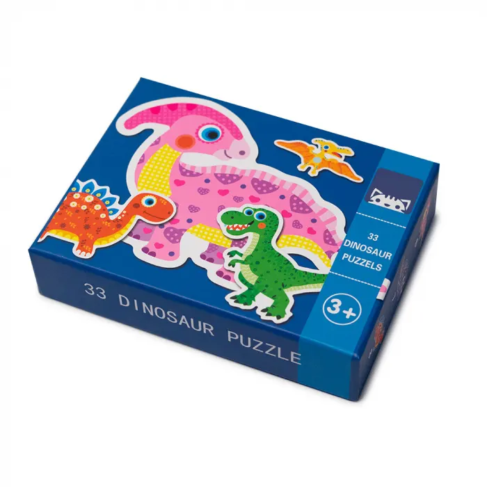 Puzzle din Lemn in Cutie - Dinozauri
