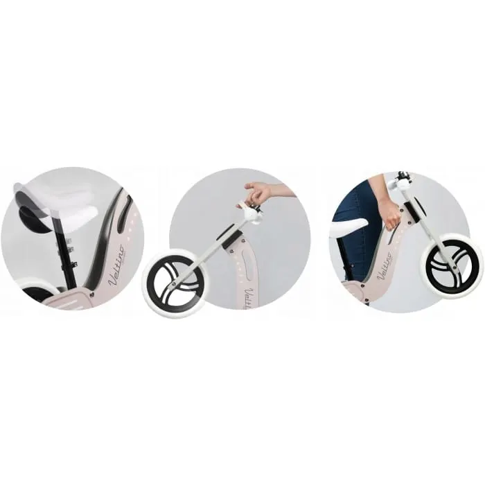 Bicicleta fara pedale Ricokids Veltino, lemn, roti spuma EVA, roz KID471356 — imaginea 5