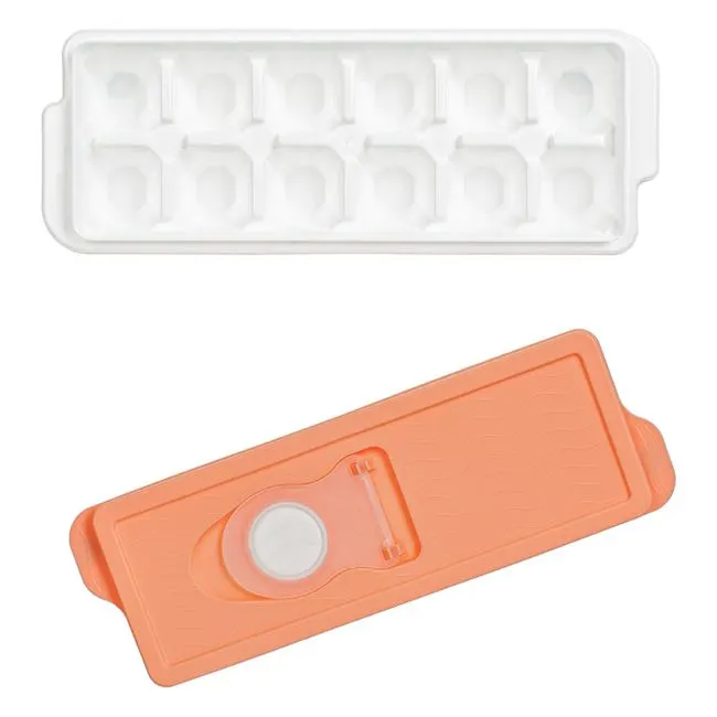 Forma pentru gheata cu capac cu 12 locuri, Plastic,Crem,26x9x4 cm