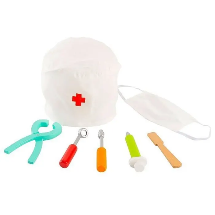 Trusa medicala Ecotoys, lemn, 7 piese, albastru KID973873 — imaginea 3