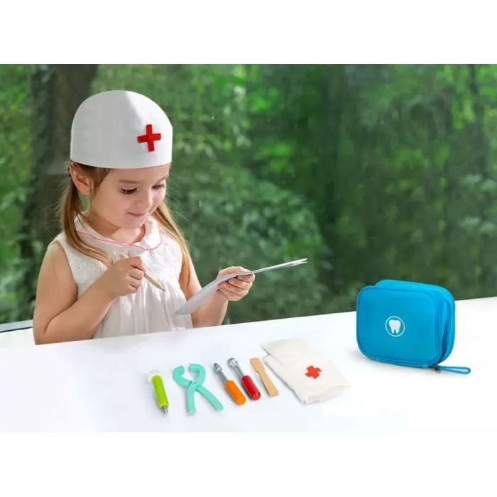Trusa medicala Ecotoys, lemn, 7 piese, albastru KID973873 — imaginea 4