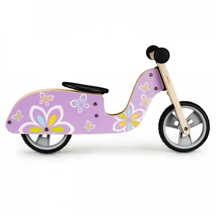 Bicicleta fara pedale Ecotoys, lemn, roti spuma EVA, violet KID971206 — imaginea 2