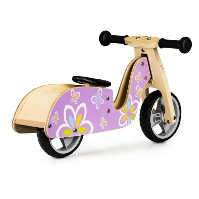 Bicicleta fara pedale Ecotoys, lemn, roti spuma EVA, violet KID971206 — imaginea 4