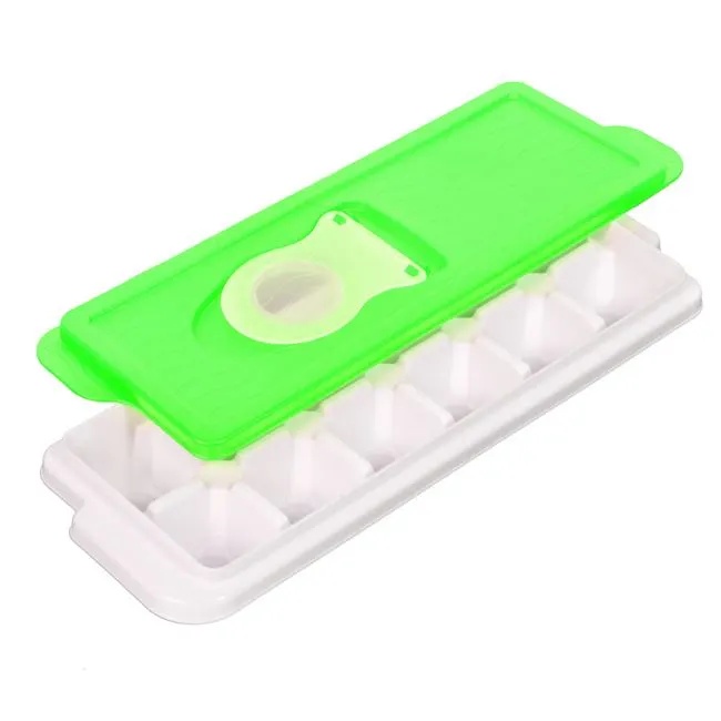 Forma pentru gheata cu capac cu 12 locuri, Plastic,Verde,26x9x4 cm