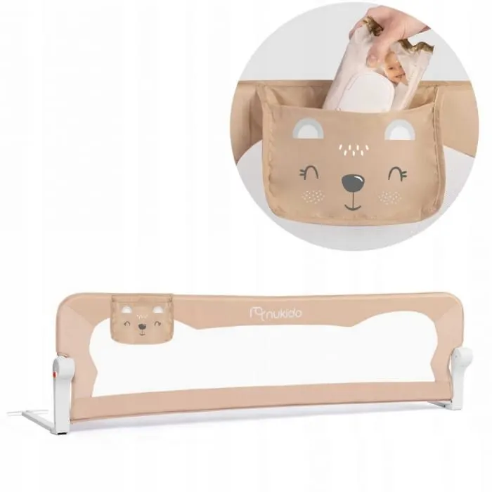 Bariera de protectie pat Nukido, 150x35x42 cm, bej KID609924 — imaginea 2