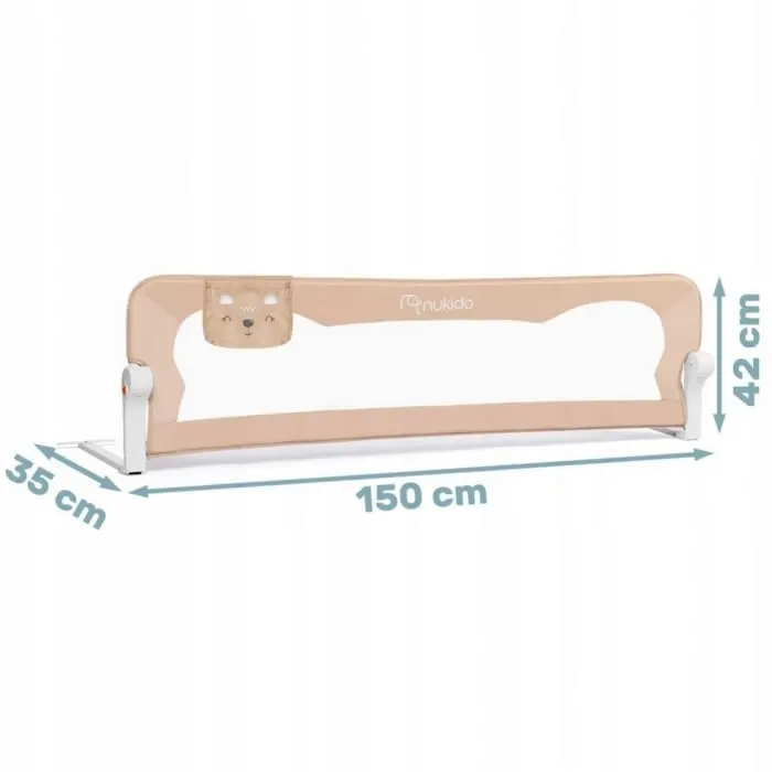 Bariera de protectie pat Nukido, 150x35x42 cm, bej KID609924 — imaginea 5
