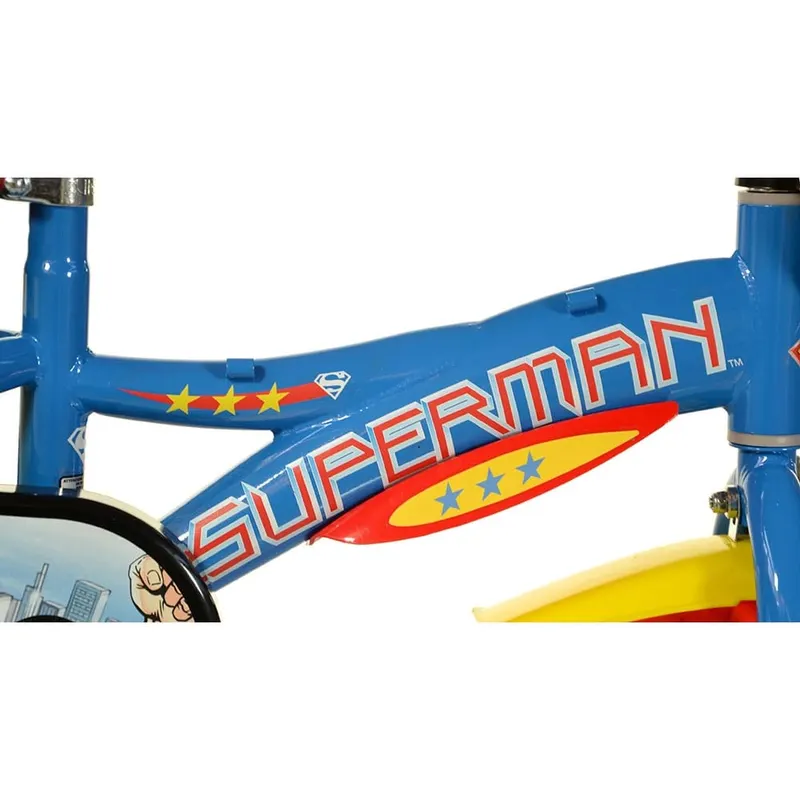 Bicicleta Copii Dino Bikes, Superman, 12 inch, roti ajutatoare, sistem frana, albastru/rosu KID907671 — imaginea 5
