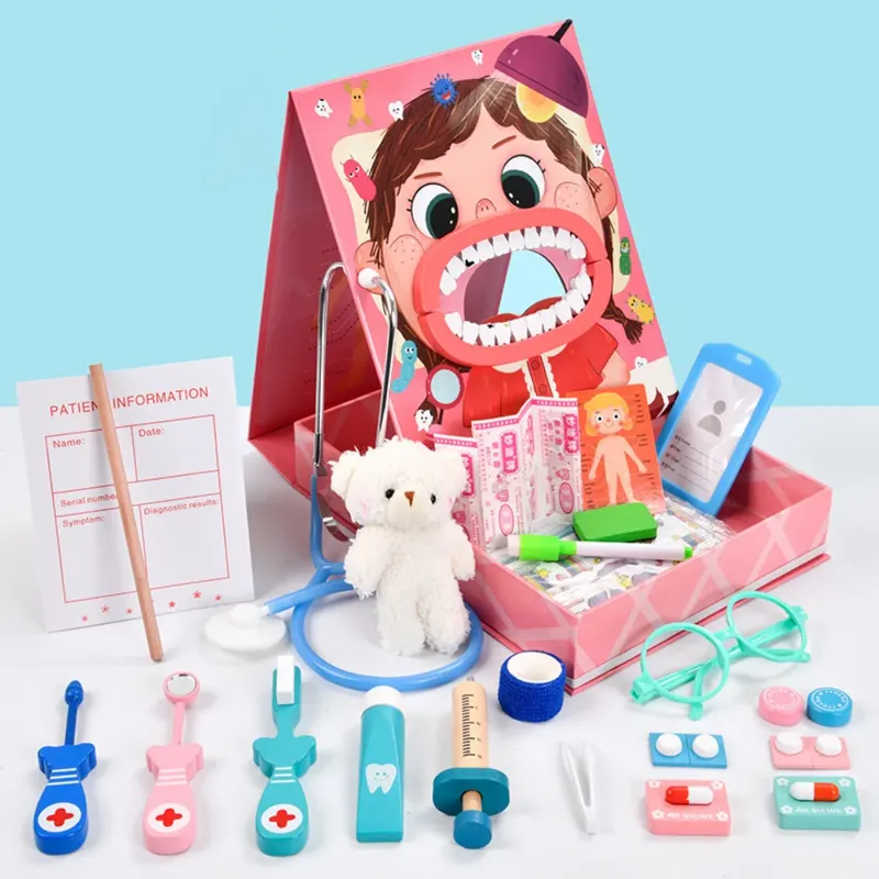 Set Doctor Dentist cu Placa de Suport Magnetică, Roz, 30 Piese, 3+ Ani