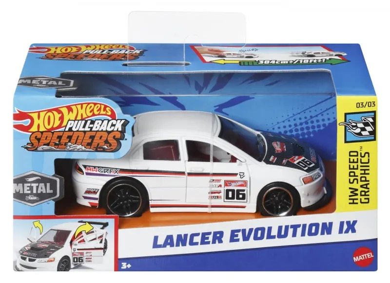 HOT WHEELS MASINUTA METALICA CU SISTEM PULL BACK LANCER EVOLUTION IX SCARA 1:43