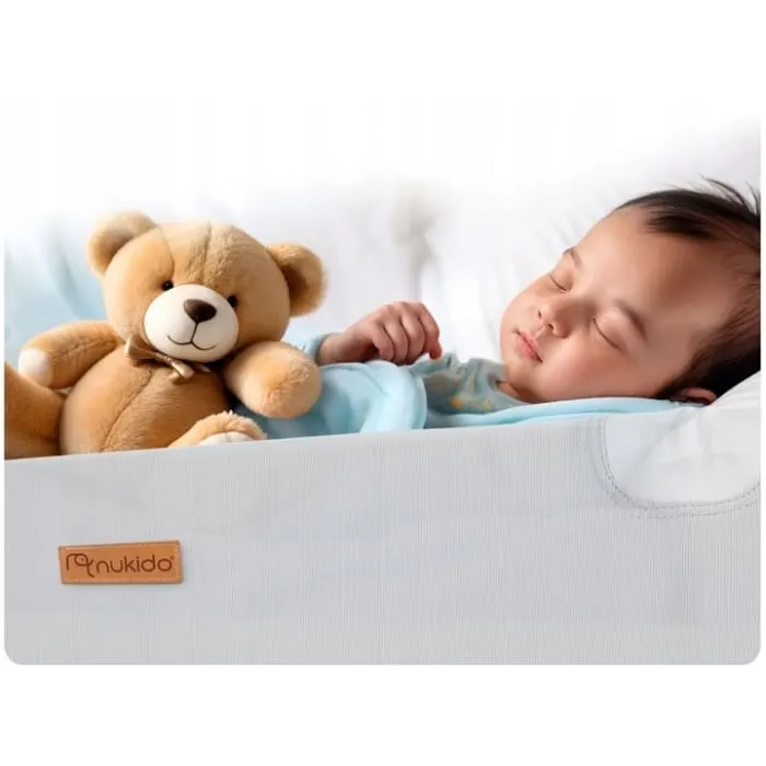 Bariera de protectie pat Nukido, 150x44x41 cm, gri KID620370 — imaginea 2