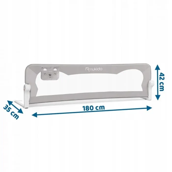 Bariera de protectie pat Nukido, 180x35x42 cm, gri KID610968 — imaginea 2