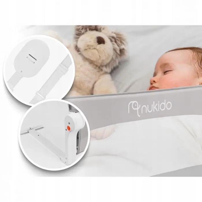 Bariera de protectie pat Nukido, 180x35x42 cm, gri KID610968 — imaginea 4