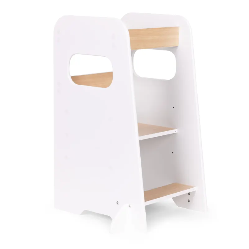Turn de invatare Ecotoys, lemn, Montessori, 3 niveluri, alb KID009275 — imaginea 4