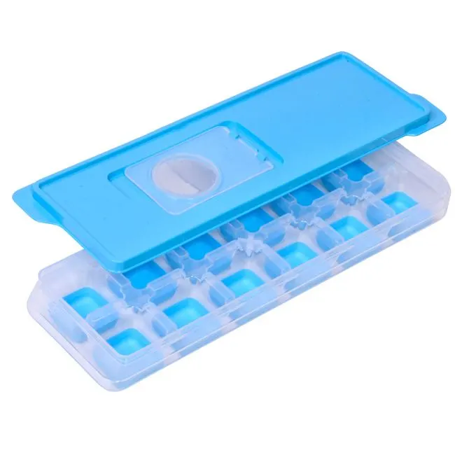 Forma pentru gheata cu capac cu 12 compartimente siliconate,Plastic,Albastru,24x12cm
