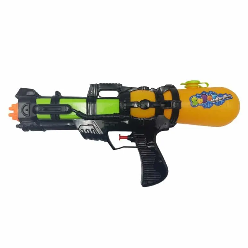 Pistol Jucarie cu Apa, cu Rezervor, Negru Galben, 35x6x17 cm, + 3 Ani