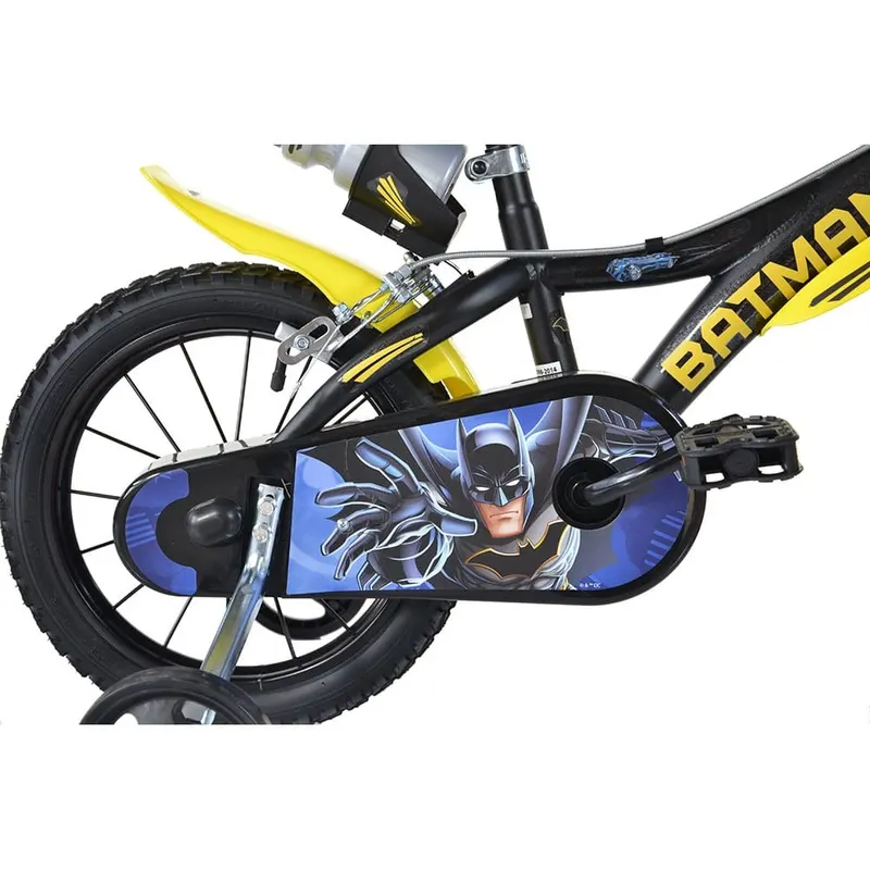 Bicicleta Copii Dino Bikes, Batman, 14 inch, roti ajutatoare, sistem frana, negru/galben KID907718 — imaginea 3