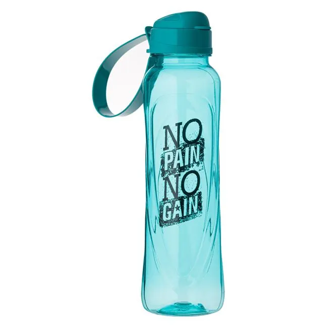 Sticla pentru bauturi,plastic,turcoaz,mesaj motivational,630 ml