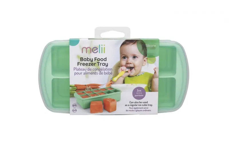 Recipient din silicon cu 10 compartimente pentru refrigerare hrana bebelusi,mint