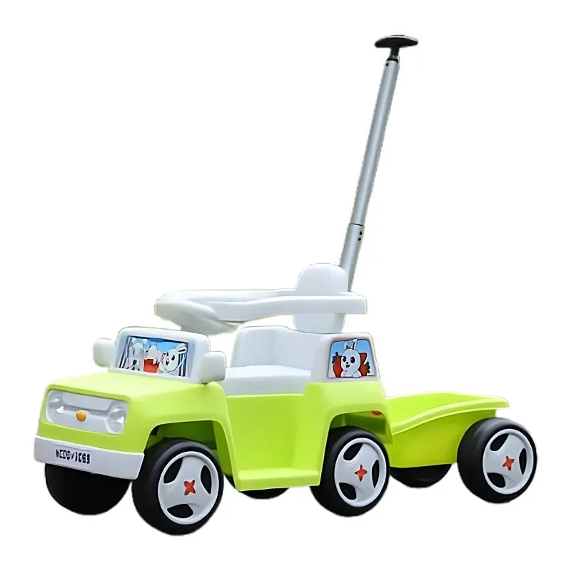 Masinuta pentru copii 4 in 1, FunnyBunny 60W 6V, cu telecomanda si remorca, verde