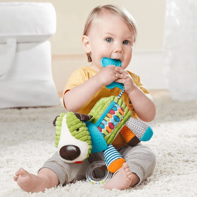Jucarie Bebelusi 3 in 1 Ludiro Catel Interactiv cu Accesorii Zornaitoare, Dentitie si Agatatoare