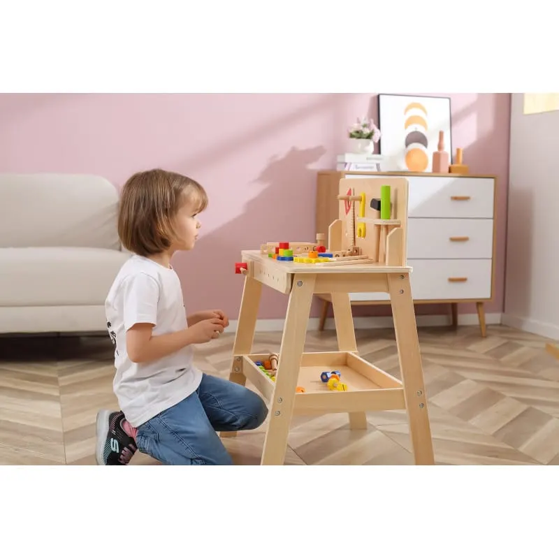 Banc de lucru Viga, lemn, cu accesorii, natur KID445897 — imaginea 2