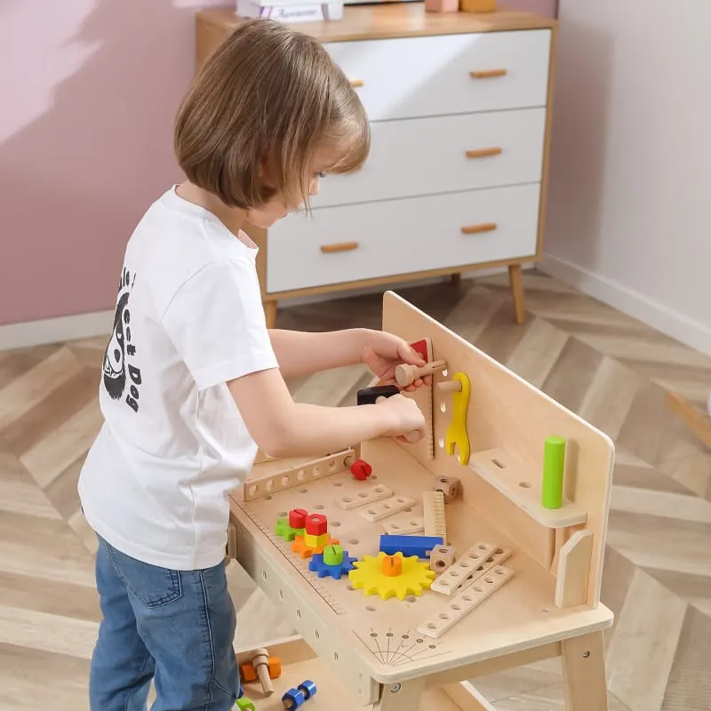 Banc de lucru Viga, lemn, cu accesorii, natur KID445897 — imaginea 3