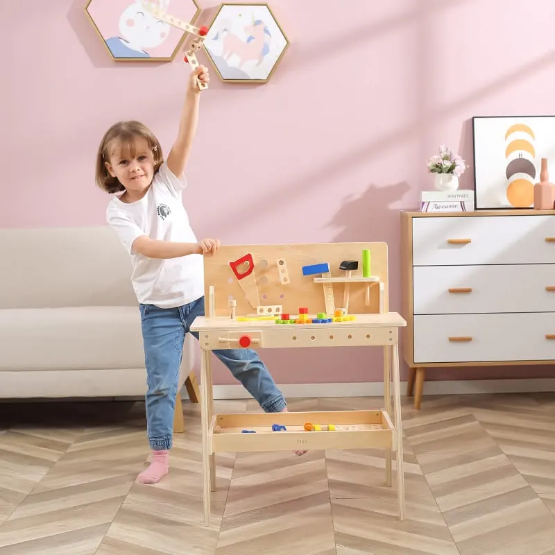 Banc de lucru Viga, lemn, cu accesorii, natur KID445897 — imaginea 4