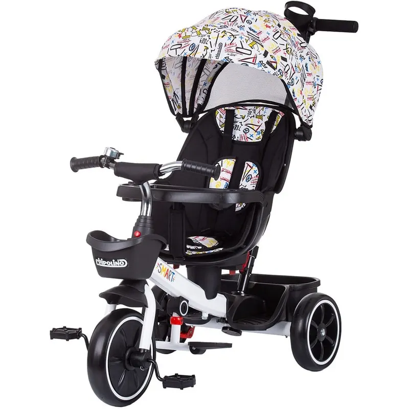 Tricicleta Chipolino Smart, scaun reversibil, maner parental, alb KID050535