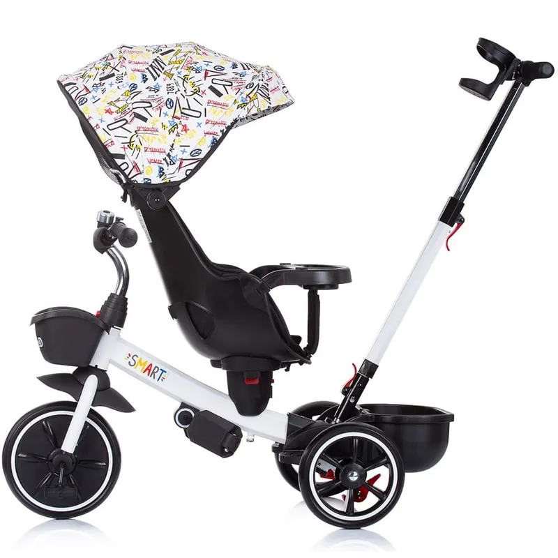 Tricicleta Chipolino Smart, scaun reversibil, maner parental, alb KID050535 — imaginea 3