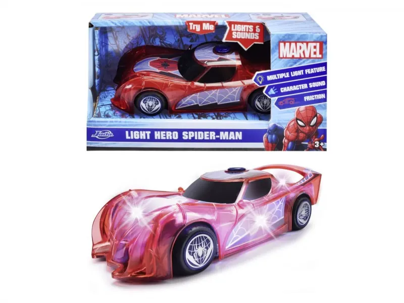 JADA MARVEL MASINUTA LIGHT HERO SPIDER MAN CU SUNETE SI LUMINI SCARA 1:32