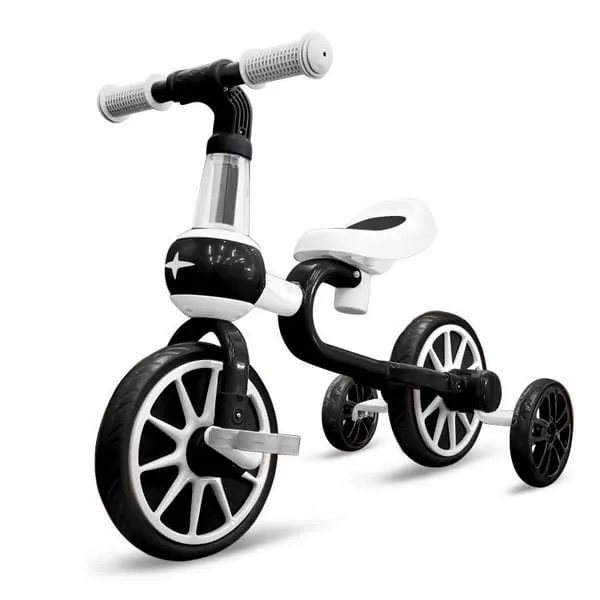 Bicicleta Ecotoys, roti ajutatoare, alb/negru KID068259