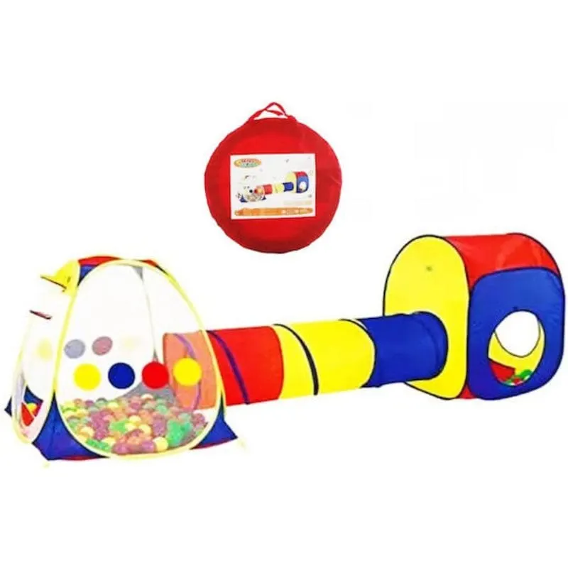 Tobogan Tunel de Joaca pentru Copii, Cort Pop-Up cu 3 Sectiuni, Tunel Colorat si Zona pentru Bile, Motricitatii si Creativitatii, Ideal pentru Interior si Exterior, 260x100 Cm, +3 Ani, Utility One