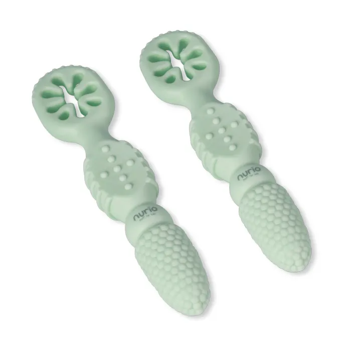 Lingurita de antrenament din silicon pentru bebelusi , Verde