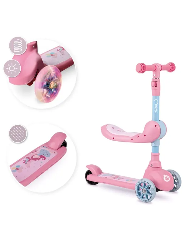 Trotineta MoMi Kiuru, 2 in 1, transformabila cu sezut, roz KID056306 — imaginea 3
