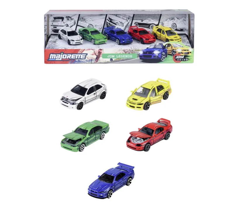 MAJORETTE SET 5 MASINUTE METALICE JDM LEGENDS PREMIUM ANIME SCARA 1 LA 64