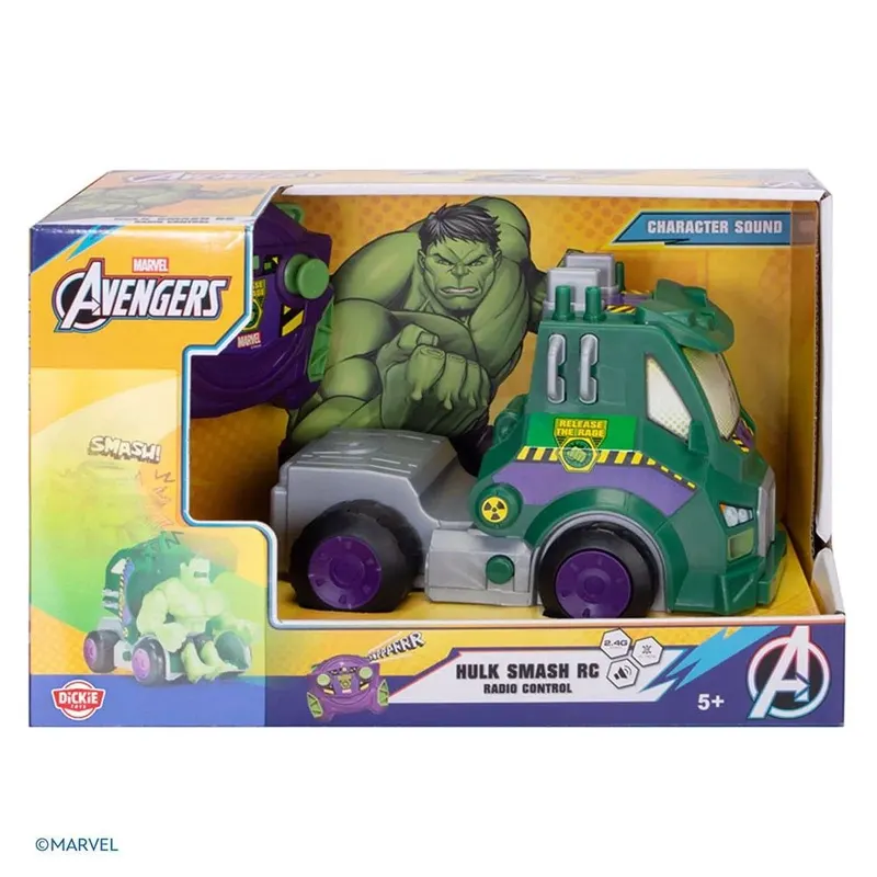 DICKIE TOYS MARVEL RAZBUNATORII MASINA RC CU TELECOMANDA 2.4GHz HULK SMASH CU SUNETE SCARA 1 LA 24