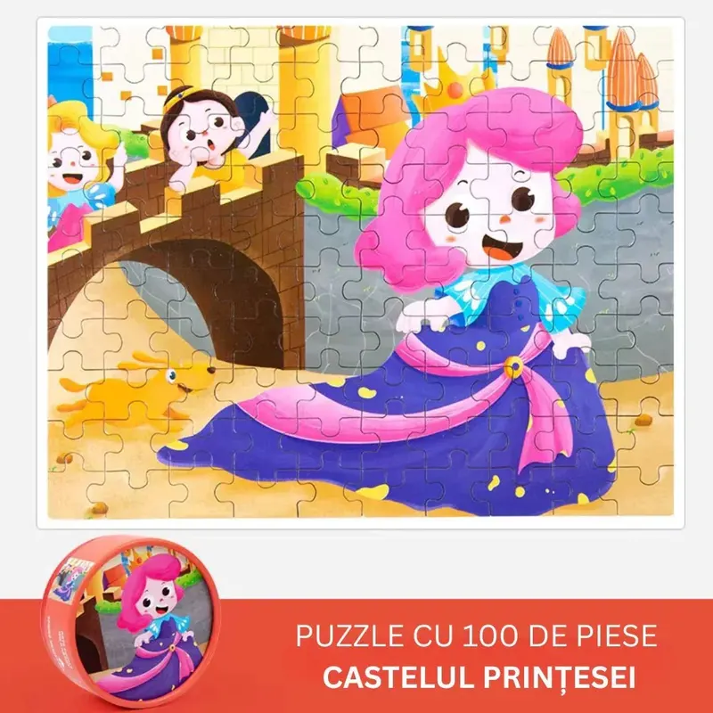Puzzle educativ cu 100 de piese, 12 tematici - Castelul prințesei