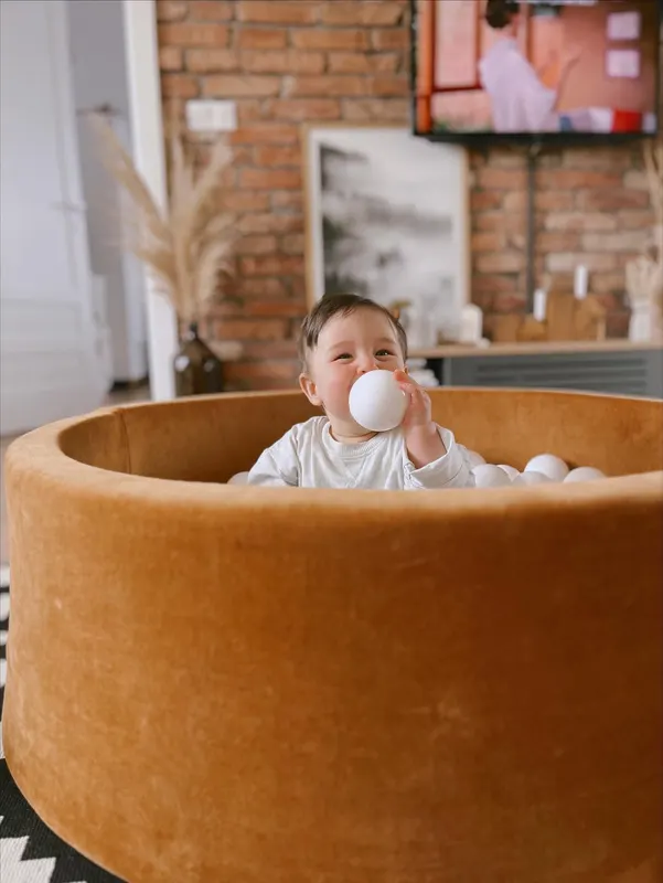 Piscină cu bile, Catifea Galben Muștar, 200 de bile, Mustard Velvet — imaginea 4