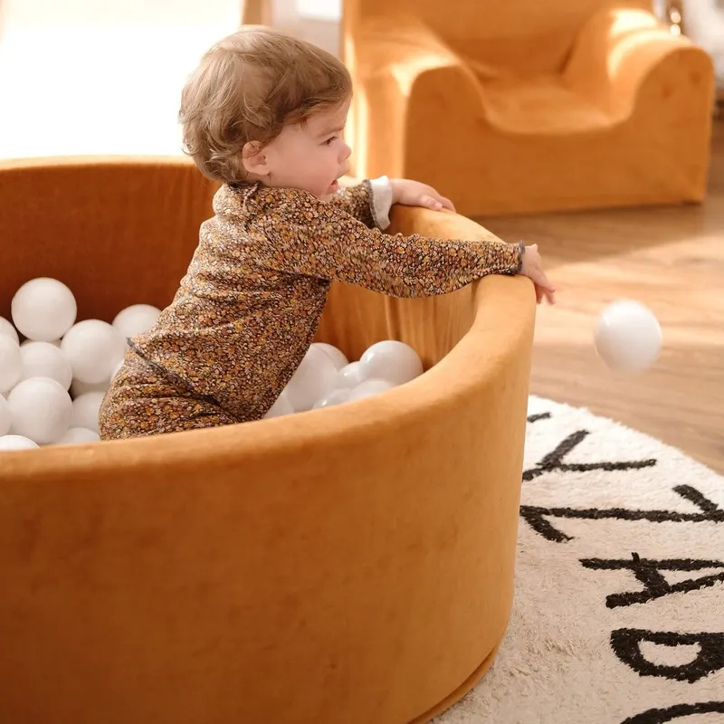 Piscină cu bile, Catifea Galben Muștar, 200 de bile, Mustard Velvet — imaginea 5