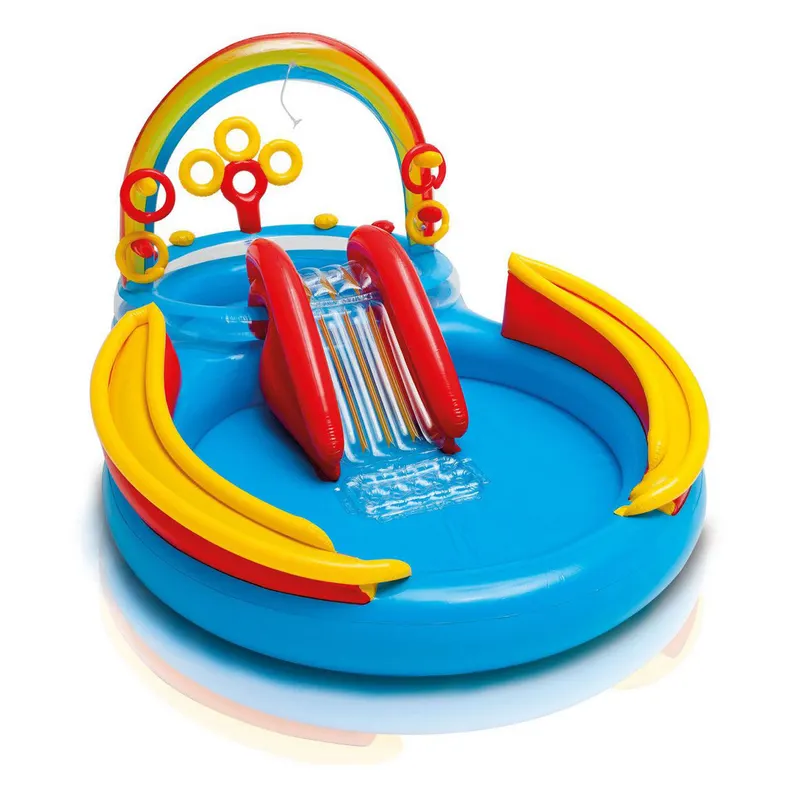 Piscina gonflabila copii Intex 57453 Rainbow, 2 bazine, tobogan si jocuri interactive KID402499