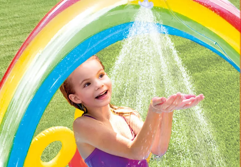 Piscina gonflabila copii Intex 57453 Rainbow, 2 bazine, tobogan si jocuri interactive KID402499 — imaginea 3